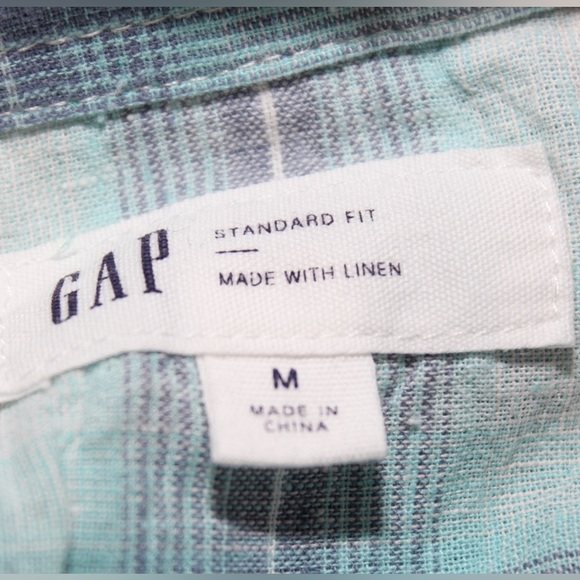 GAP Men’s Short Sleeve Button Down Striped Linen Shirt Summer - Picture 3 of 4